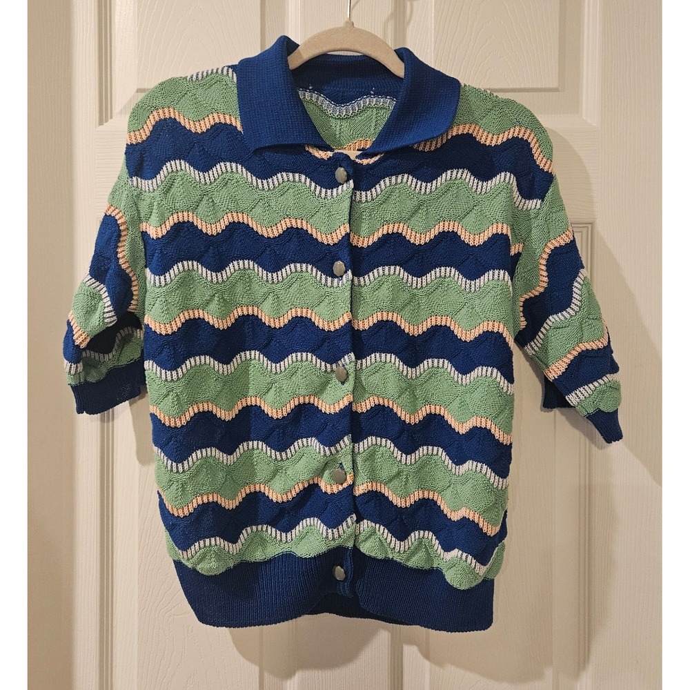 Odeeh Knit Cardigan Sweater S Organic Cotton Italy‎ Multicolor Button Front SS